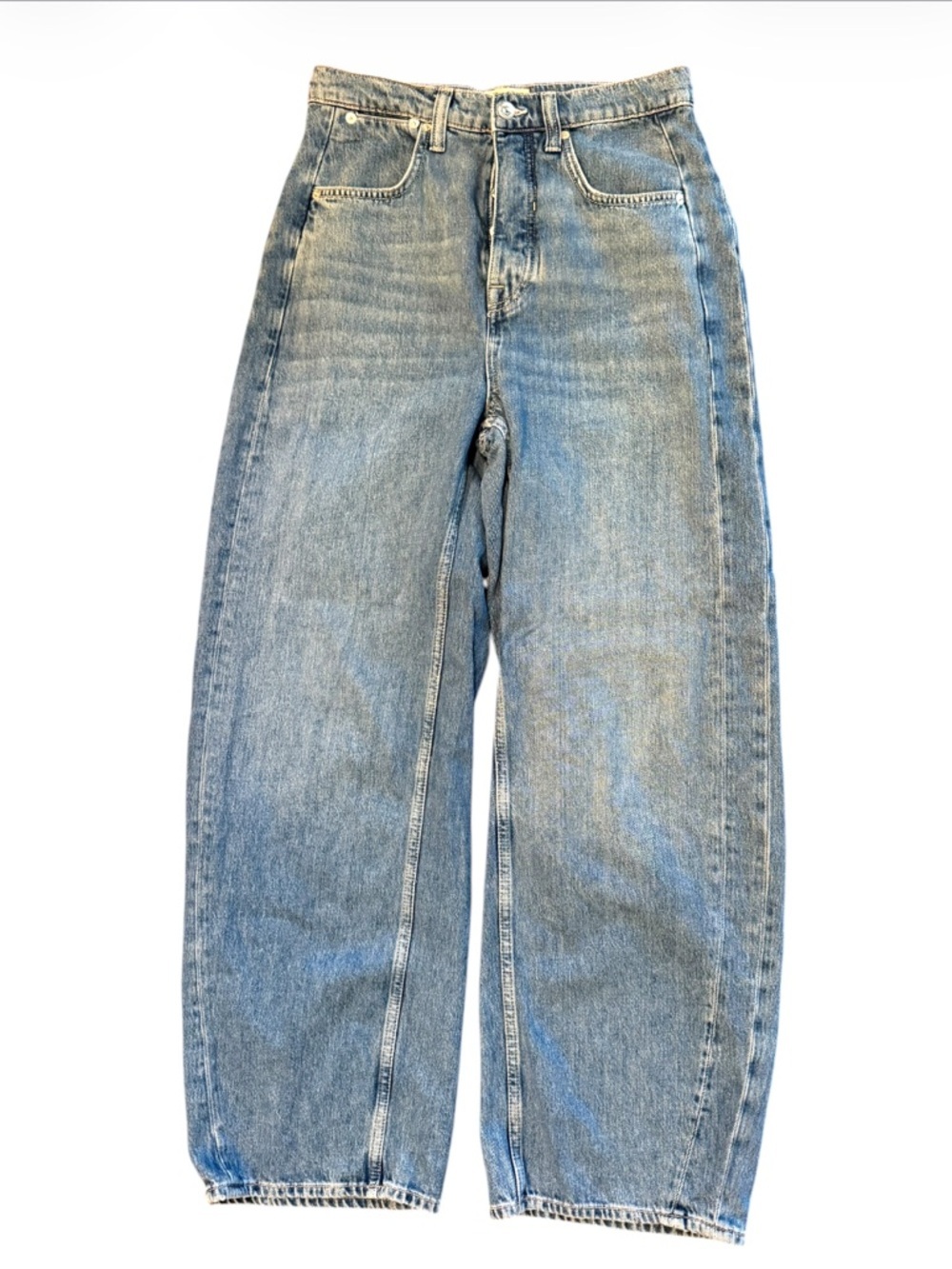 Free People We The Free Barrel Jeans Size 28 High Rise  Wide Leg Light Wash NWOT - Picture 7 of 15